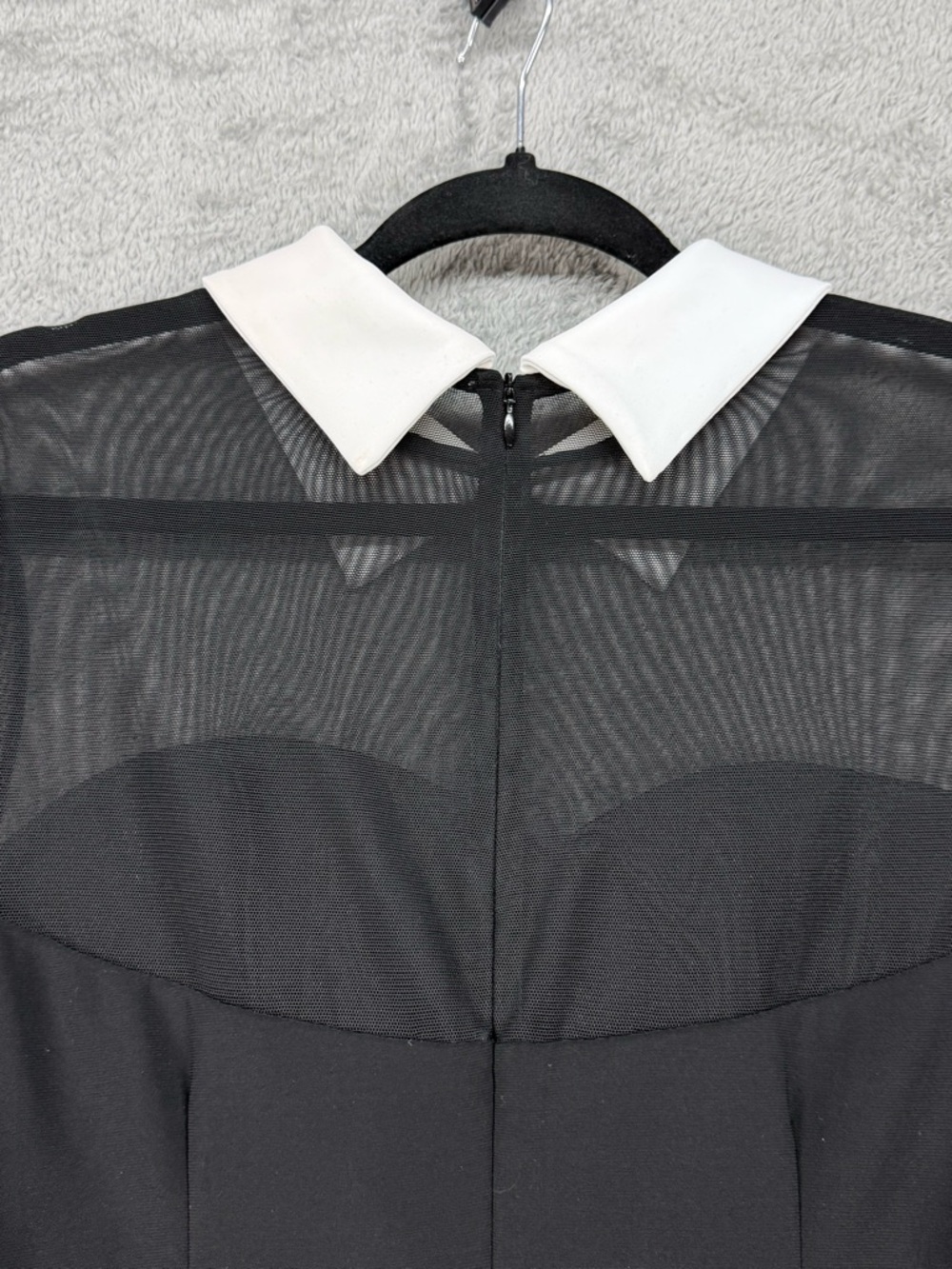 Joseph Ribkoff Sheer Mesh Sleeve Mini Dress Mod Chic Dark Academia Wednesdaycore - Picture 8 of 12